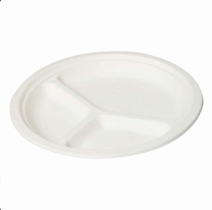 Wrap n Pac 3-compartment bagasse plate