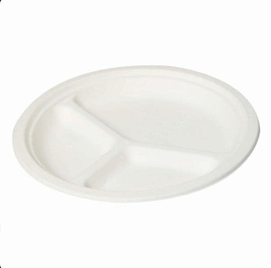 Wrap n Pac 3-compartment bagasse plate
