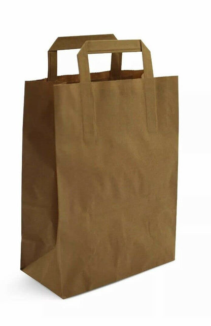 Brown Kraft Paper Takeaway Bags – 7", 9" & 10", Pack of 250