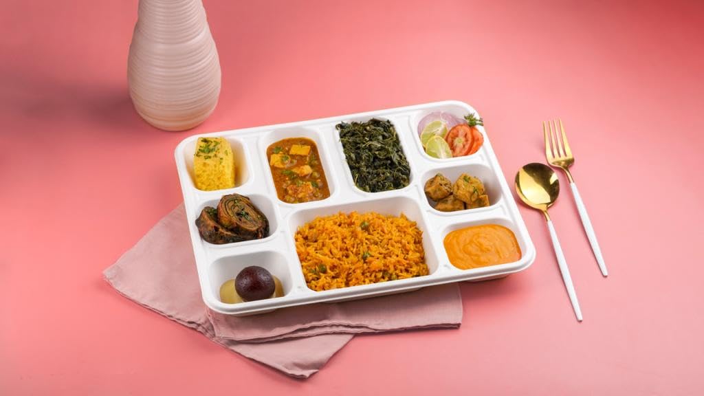 Wrap n Pac 9-compartment bagasse plate