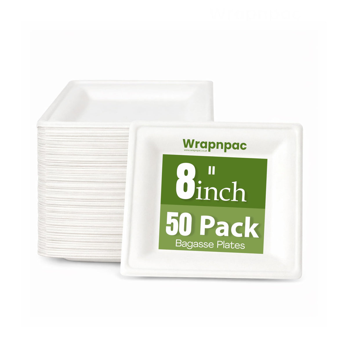 Wrap n Pac 8 inch square bagasse plate