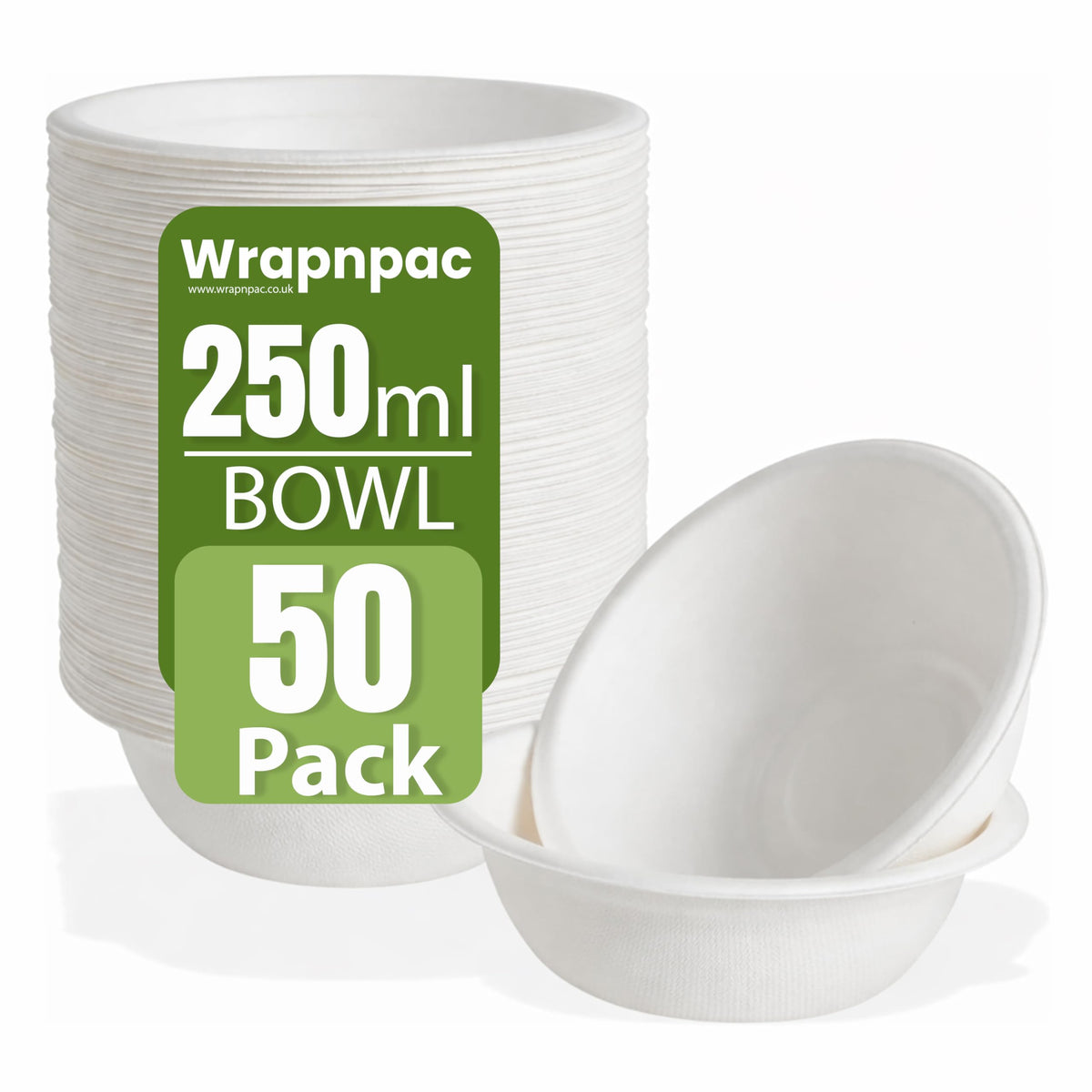 Wrap n Pac 250ml bagasse bowl stacked