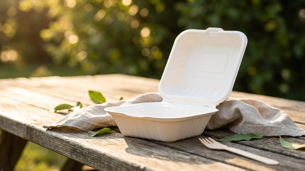Compostable Bagasse Clamshell Takeaway Boxes – 450ml, 600ml & 1000ml, 200 Pack