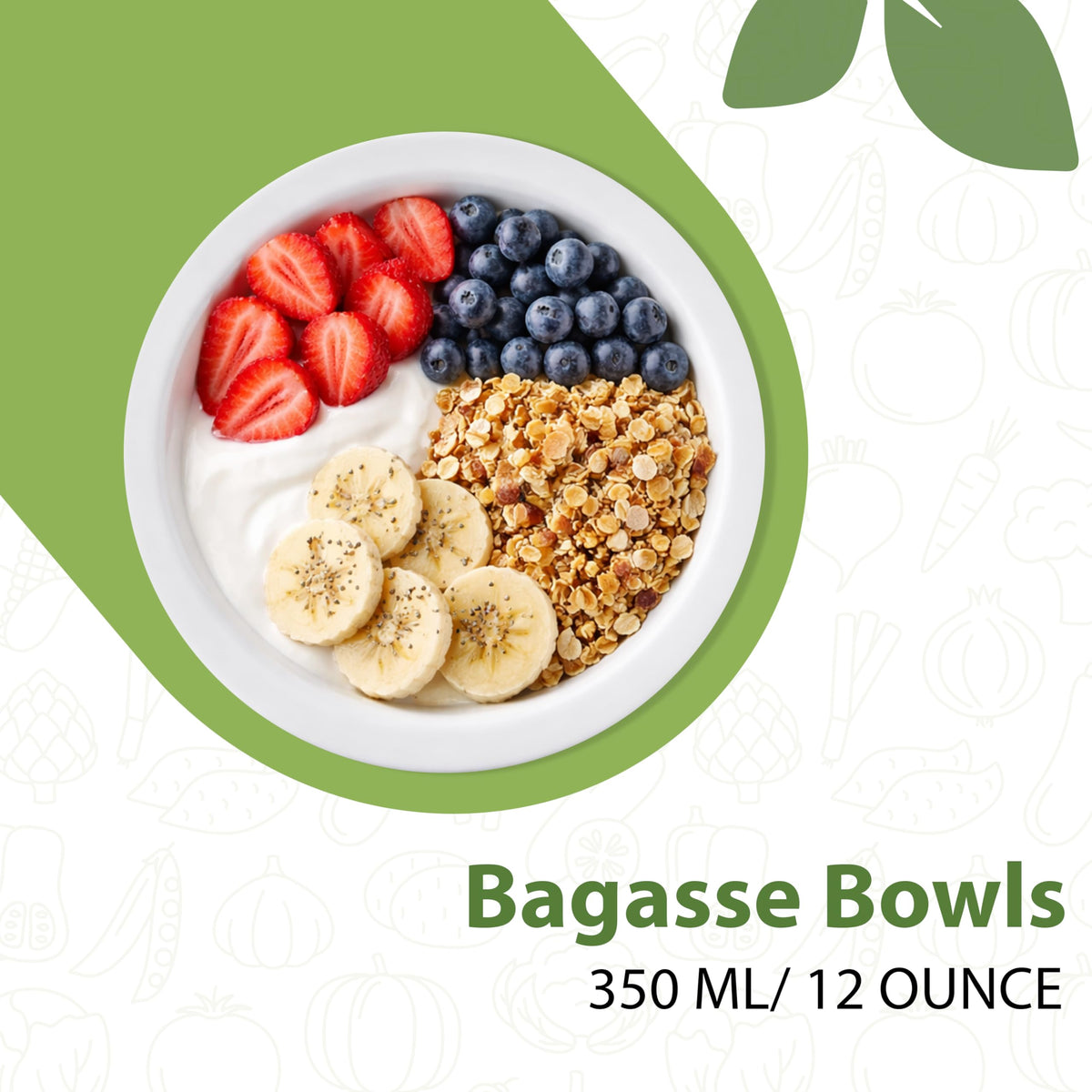 Compostable Bagasse Round Bowls – 250ml & 350ml, Pack of 250 or 1000