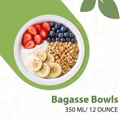 Compostable Bagasse Round Bowls – 250ml & 350ml, Pack of 250 or 1000